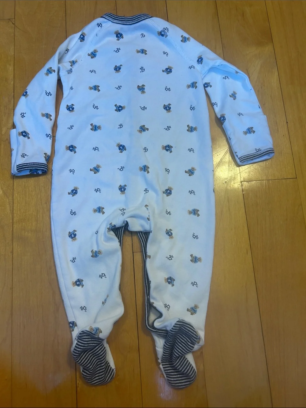 Ralph LaurenBlue Printed Footed Baby One-Piece 6M